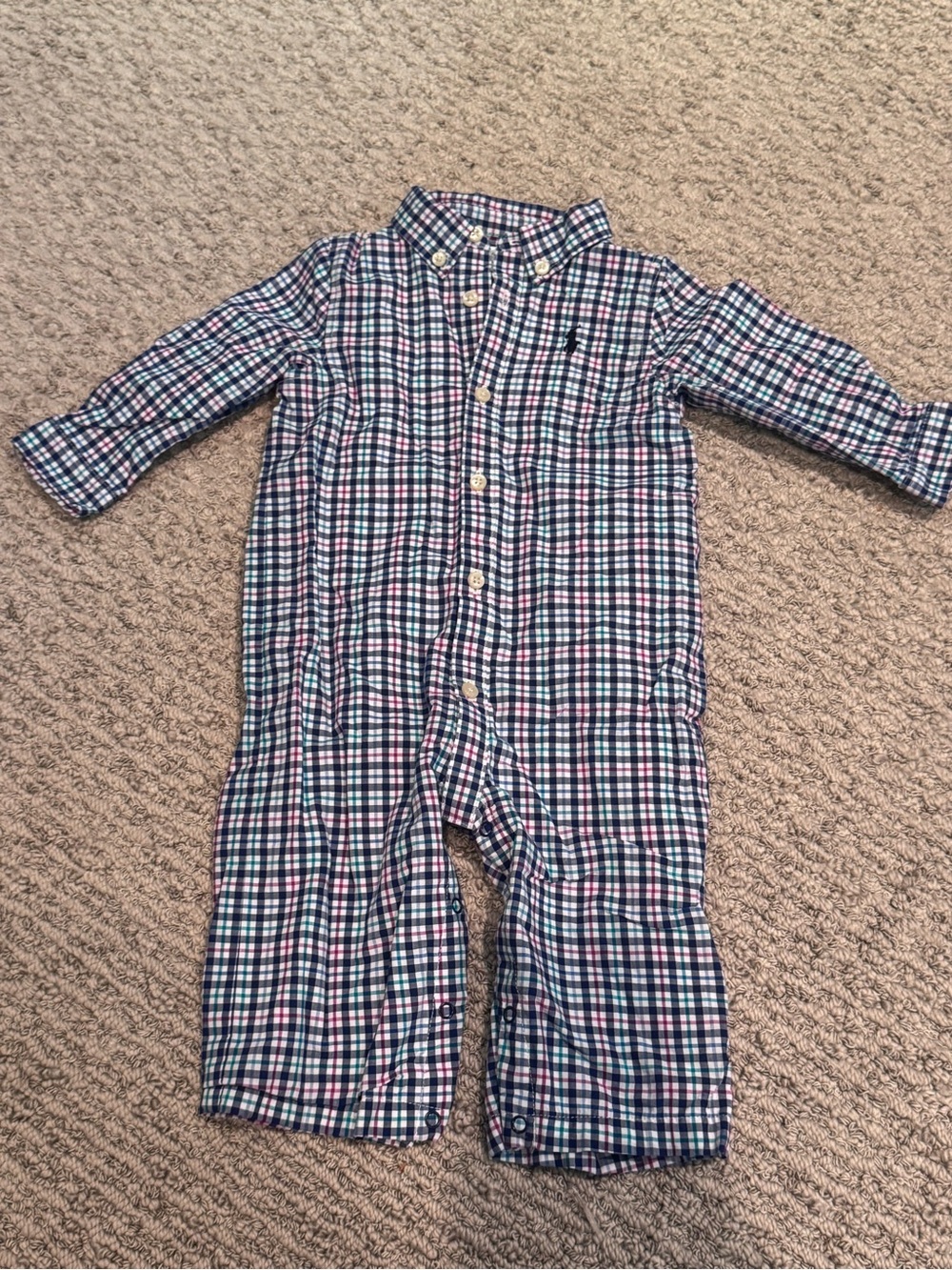 Ralph Lauren Baby Plaid One-Piece Romper – 6 Months